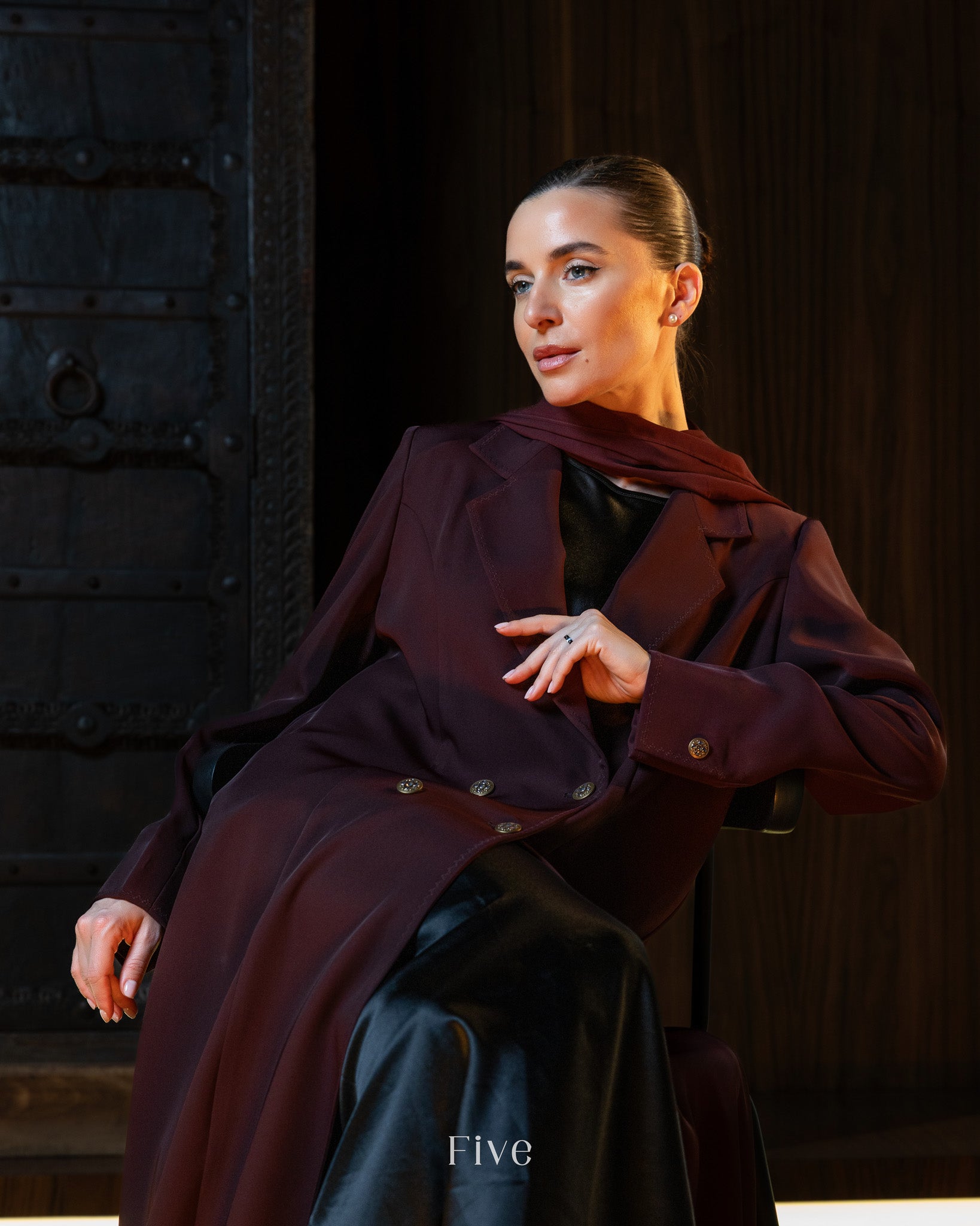 Burgundy Crepe Abaya