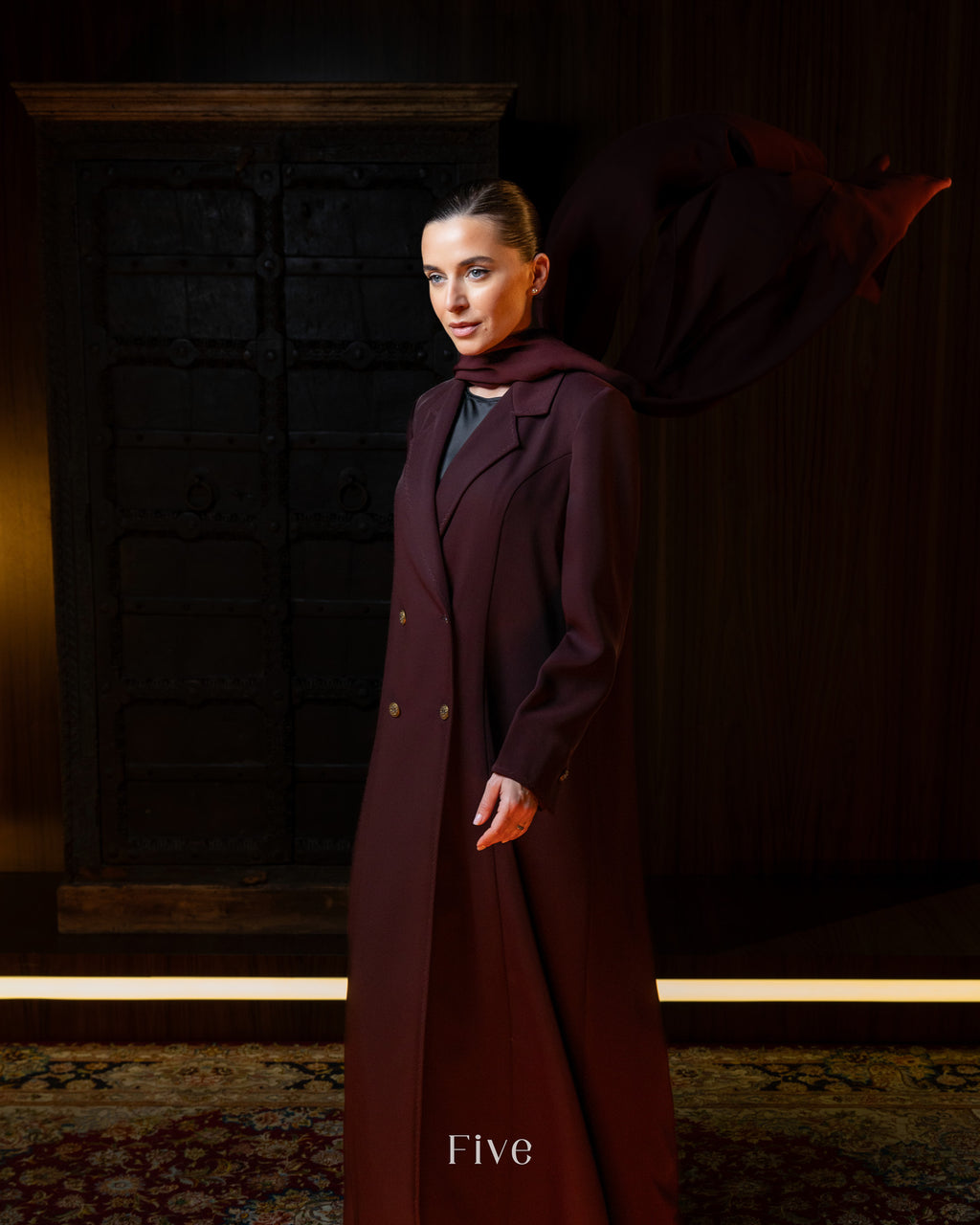 Burgundy Crepe Abaya