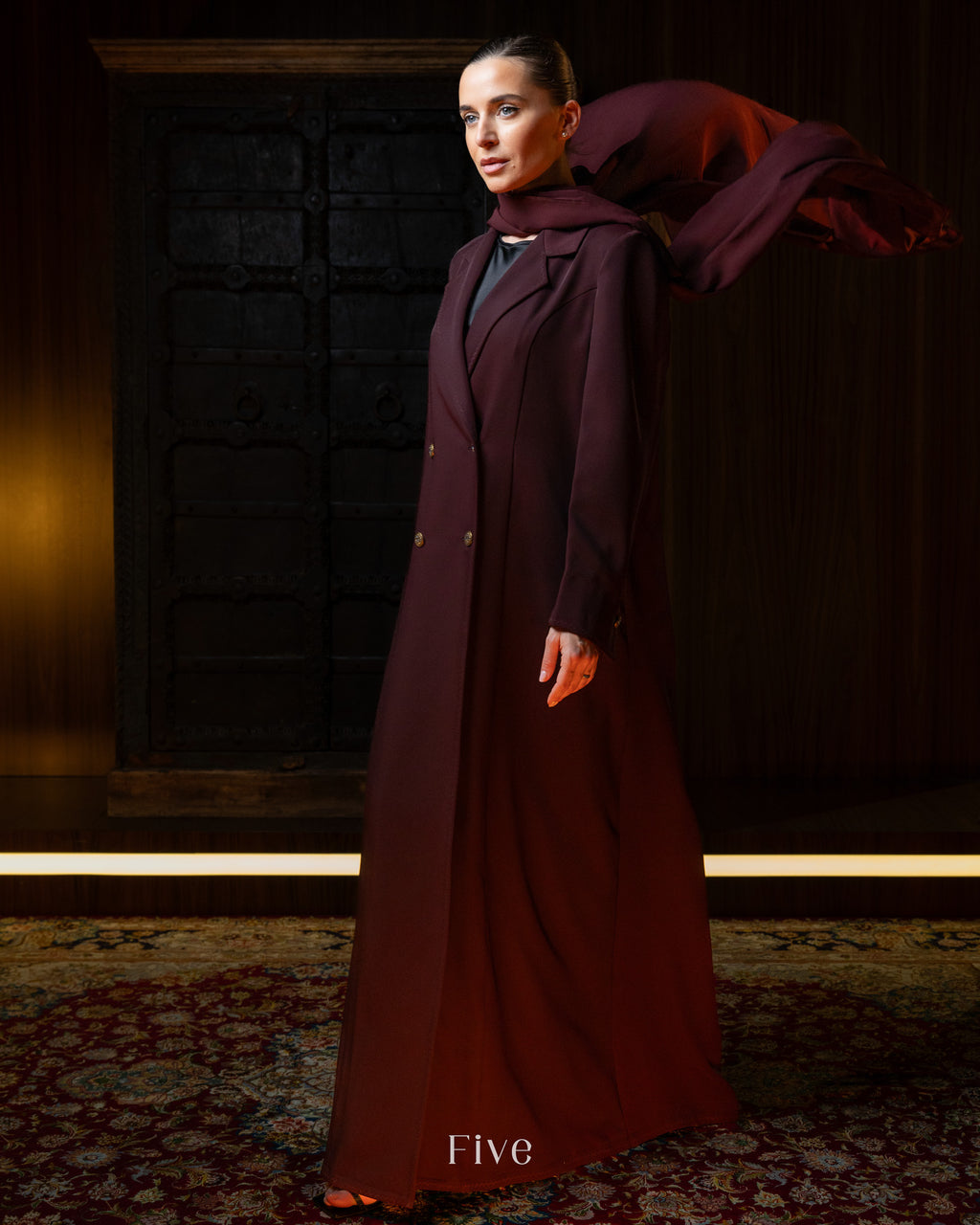Burgundy Crepe Abaya