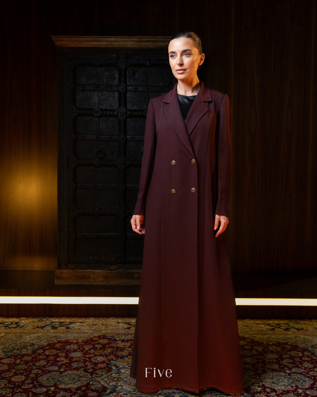 Burgundy Crepe Abaya