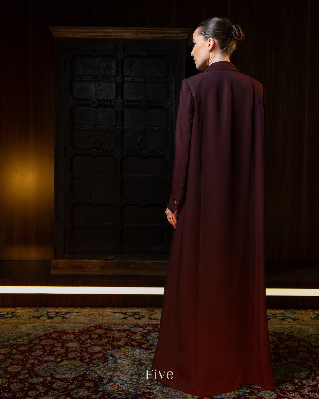 Burgundy Crepe Abaya