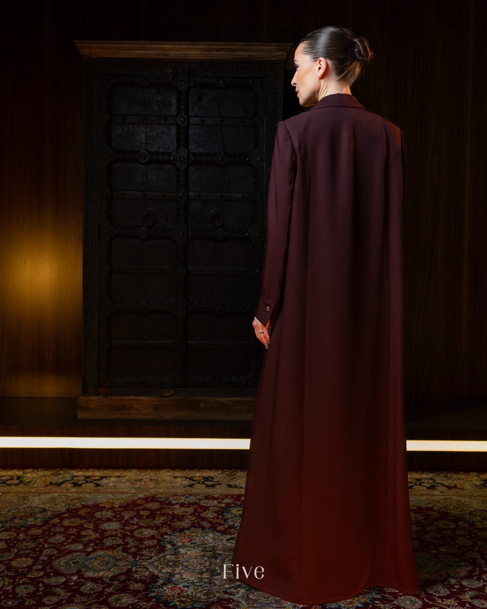 Burgundy Crepe Abaya
