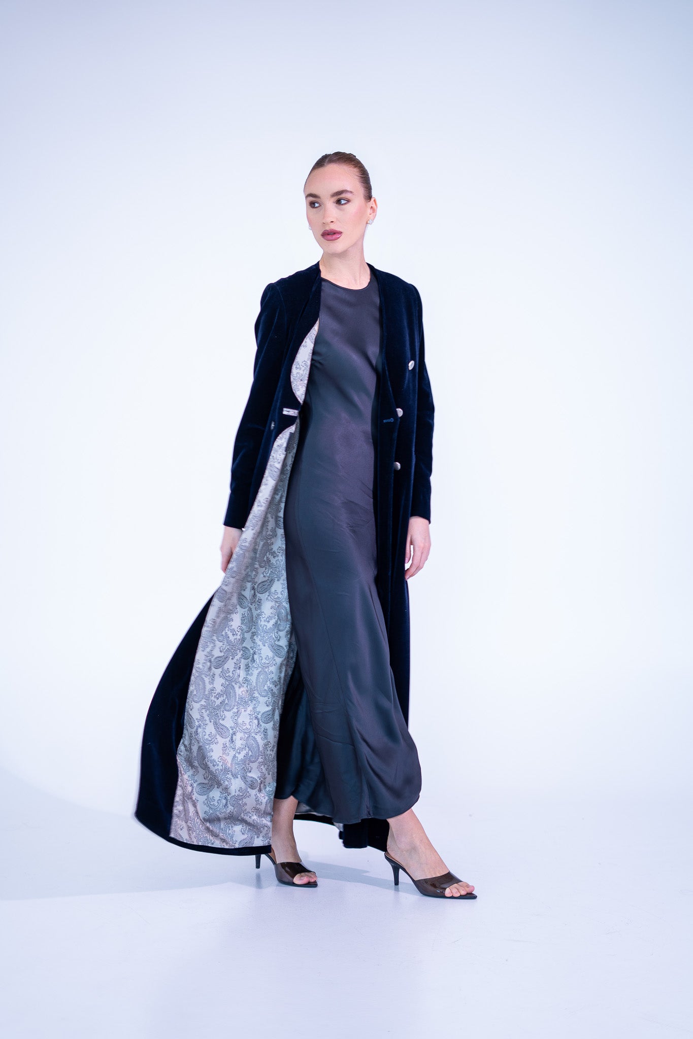 Navy Blue Velvet Abaya