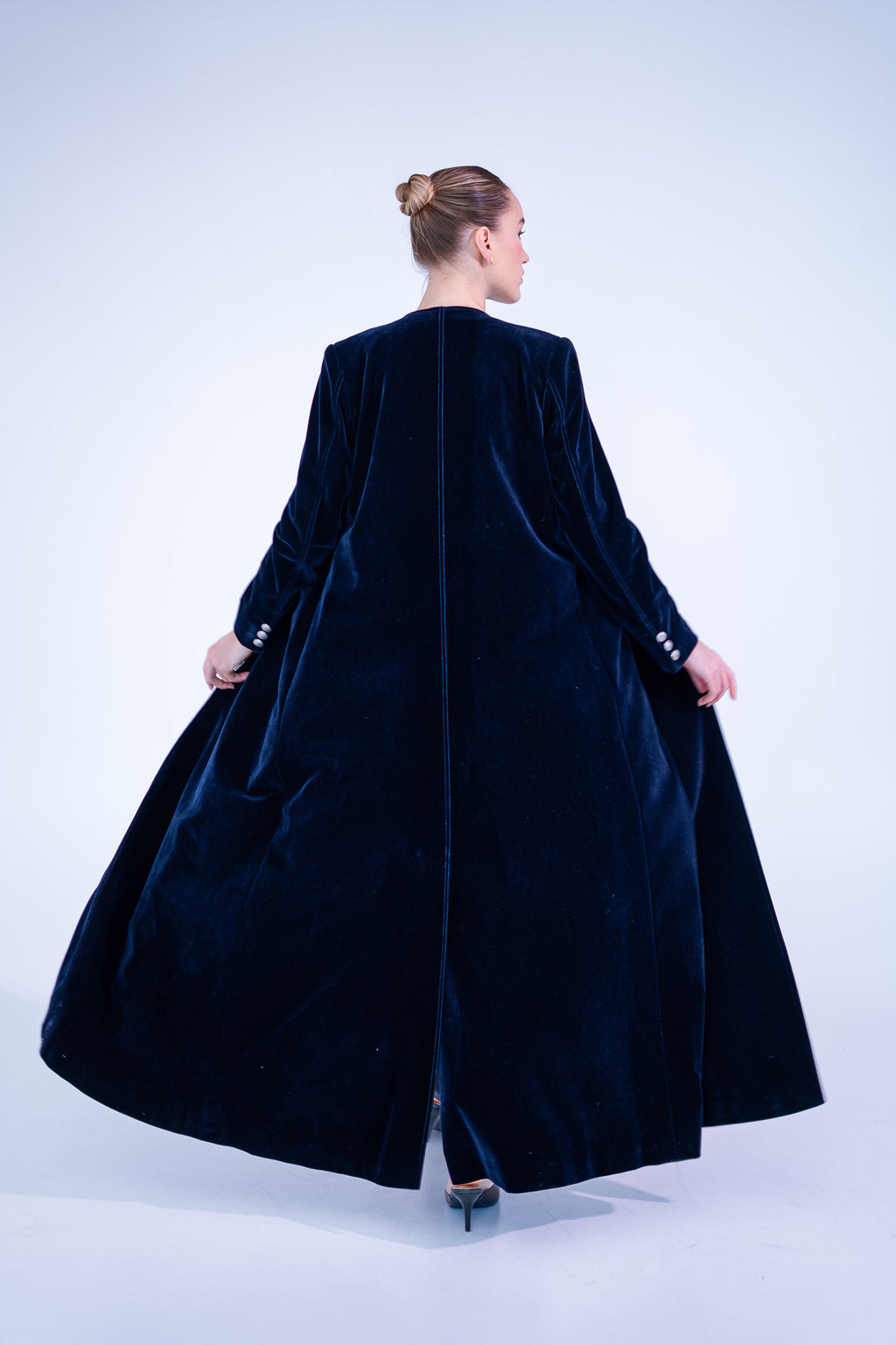 Navy Blue Velvet Abaya