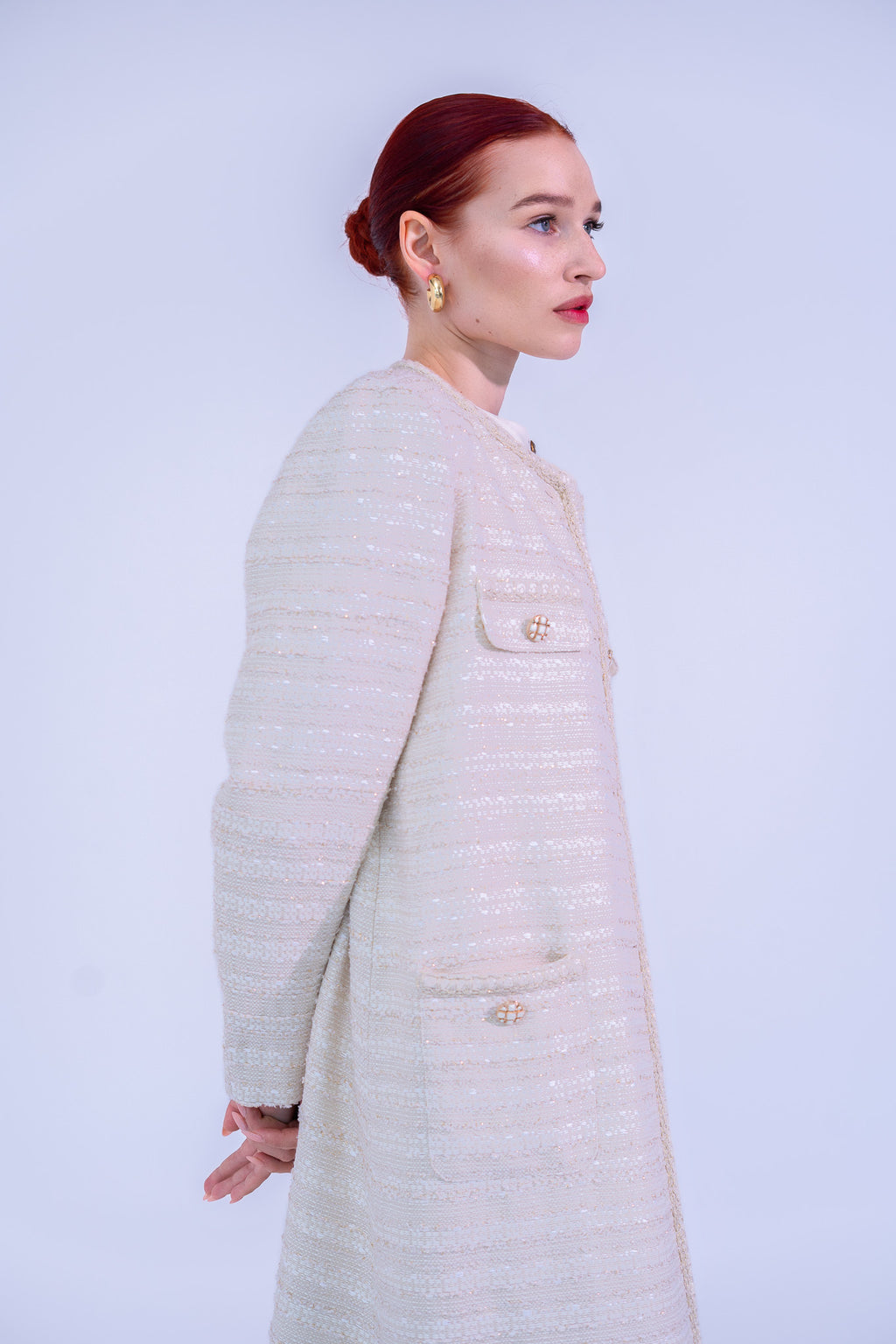 Off White Tweed Abaya