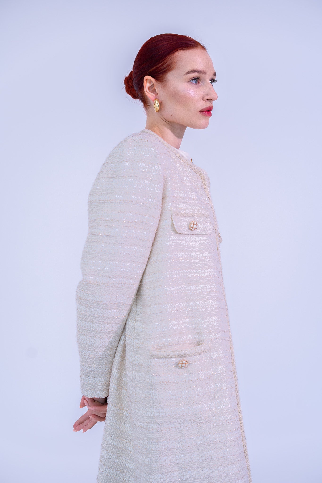 Off White Tweed Abaya