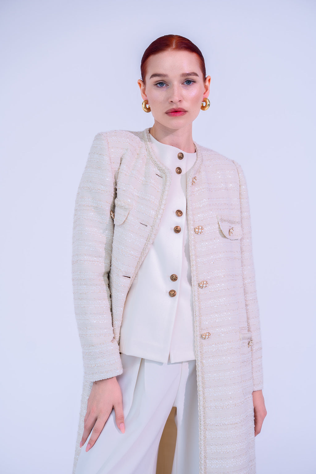 Off White Tweed Abaya
