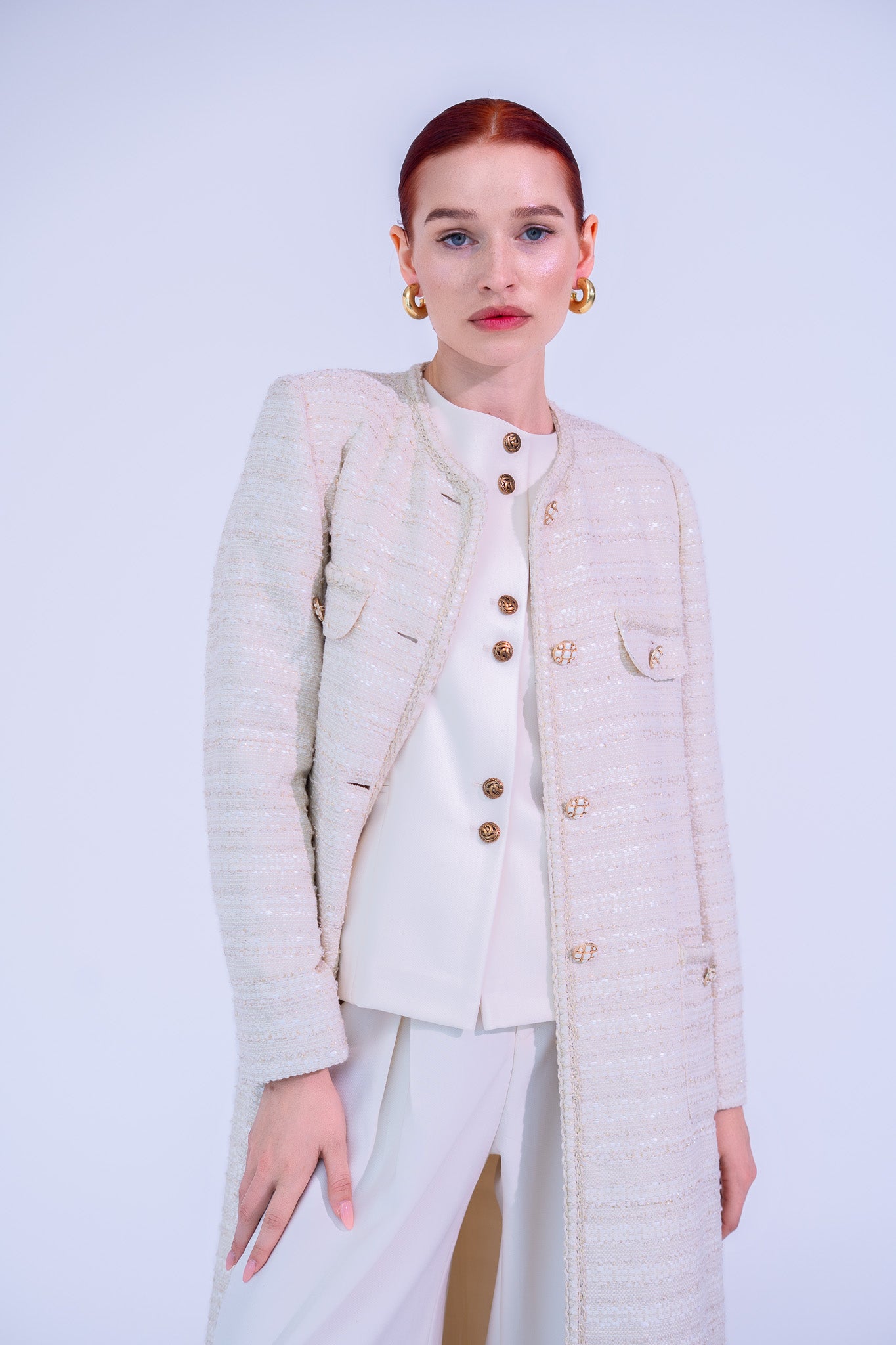 Off White Tweed Abaya