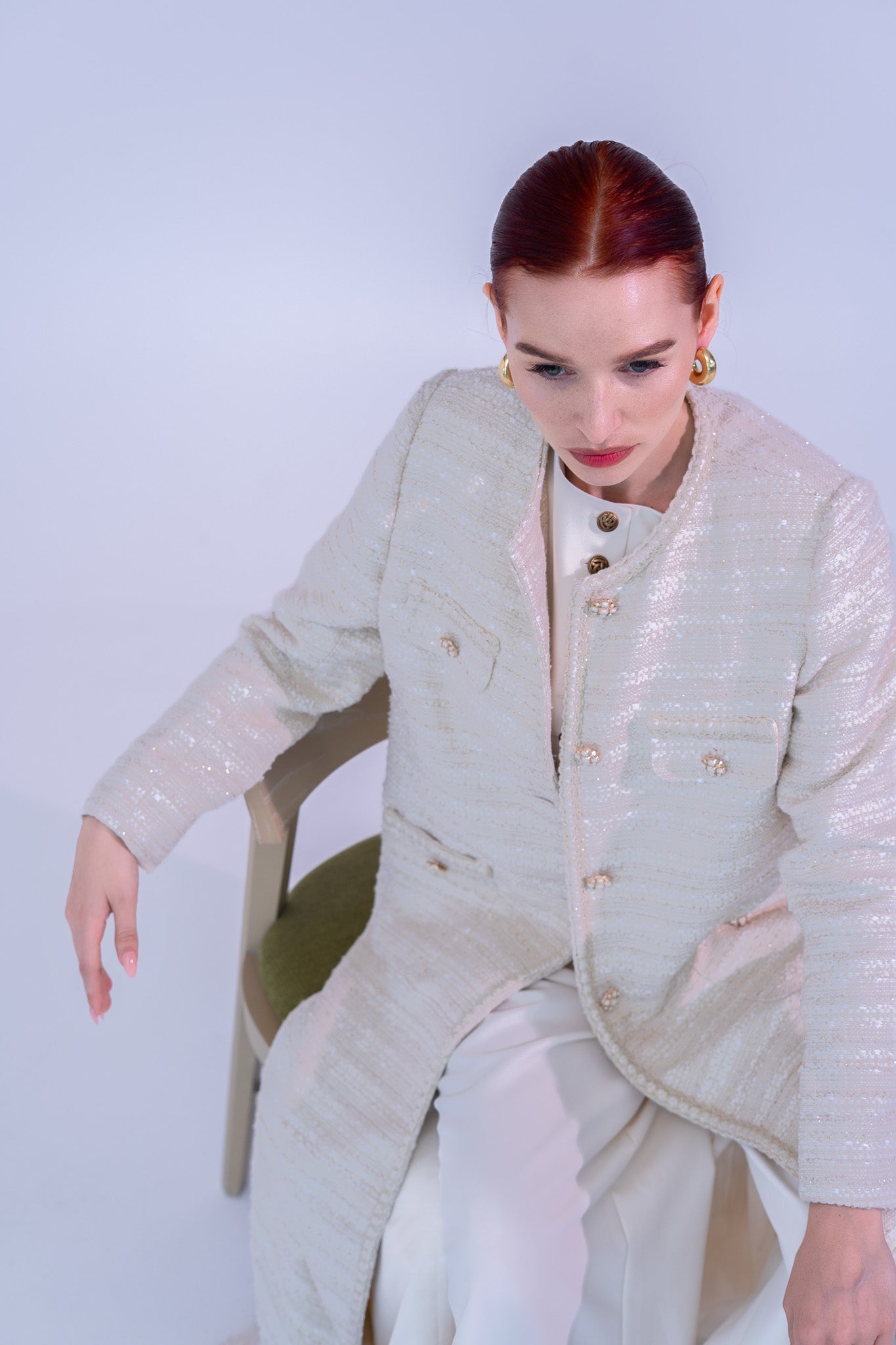 Off White Tweed Abaya