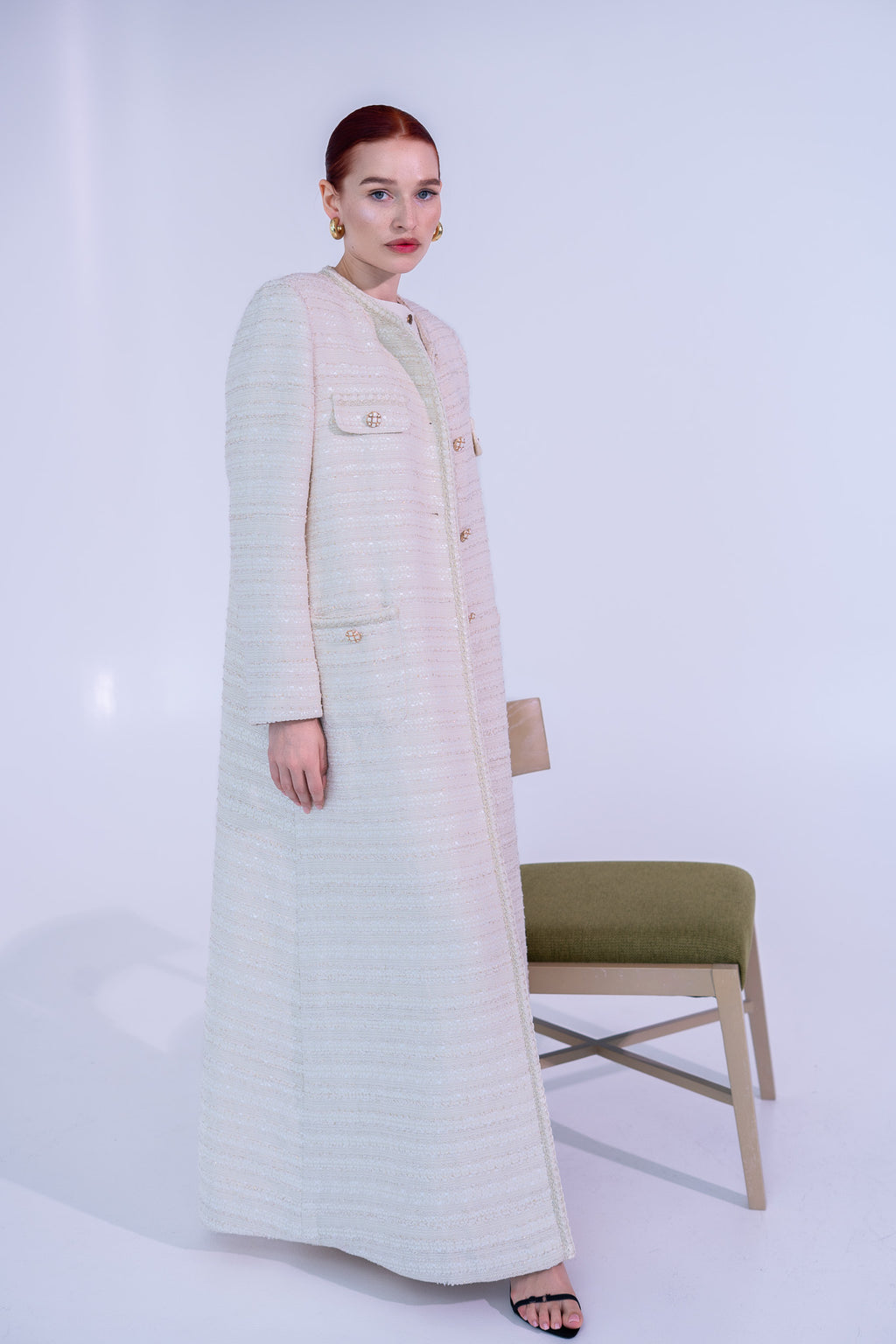 Off White Tweed Abaya