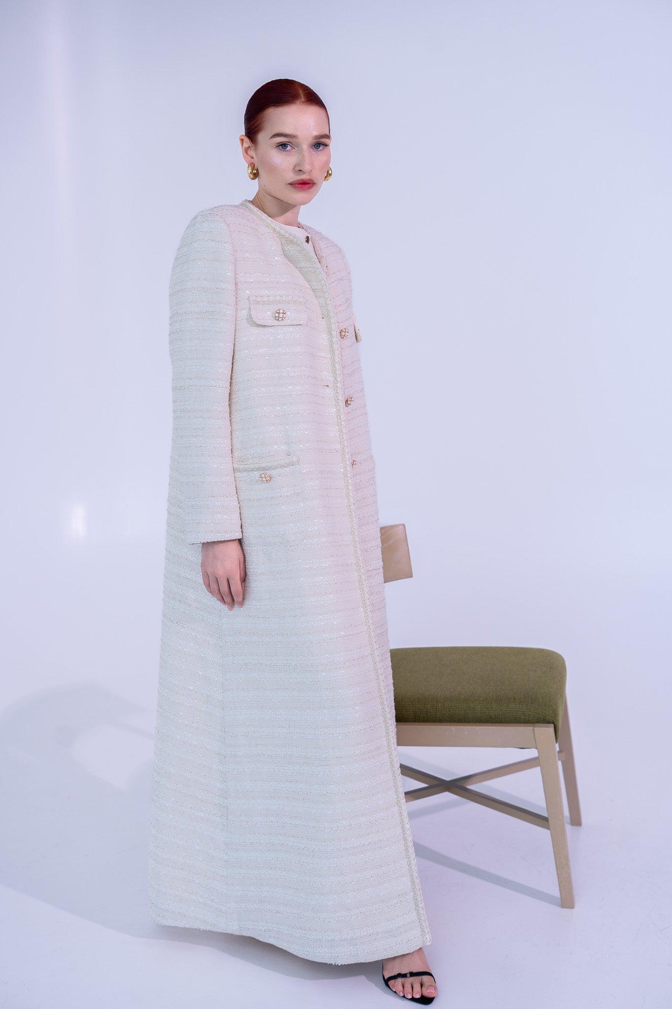 Off White Tweed Abaya