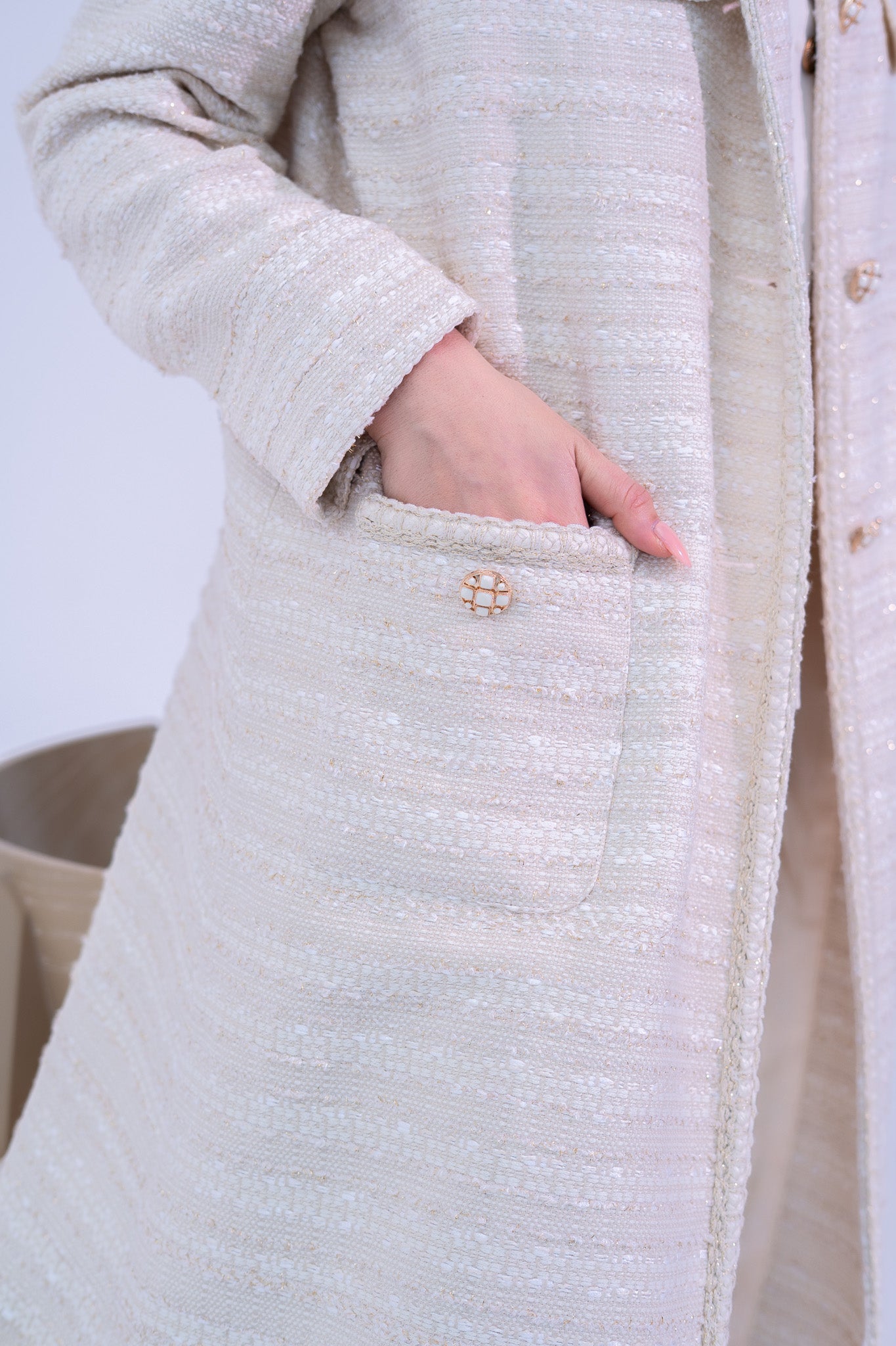 Off White Tweed Abaya
