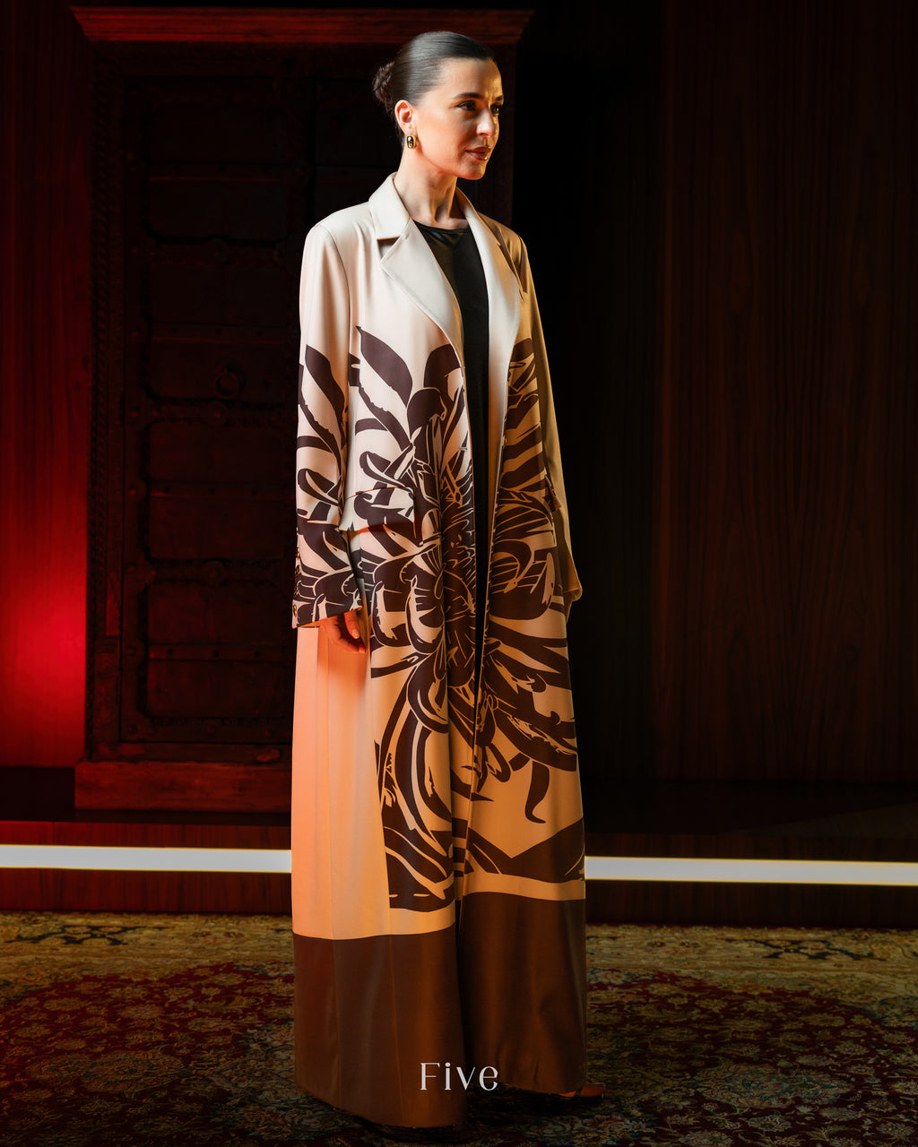 Maroon Printed Abaya