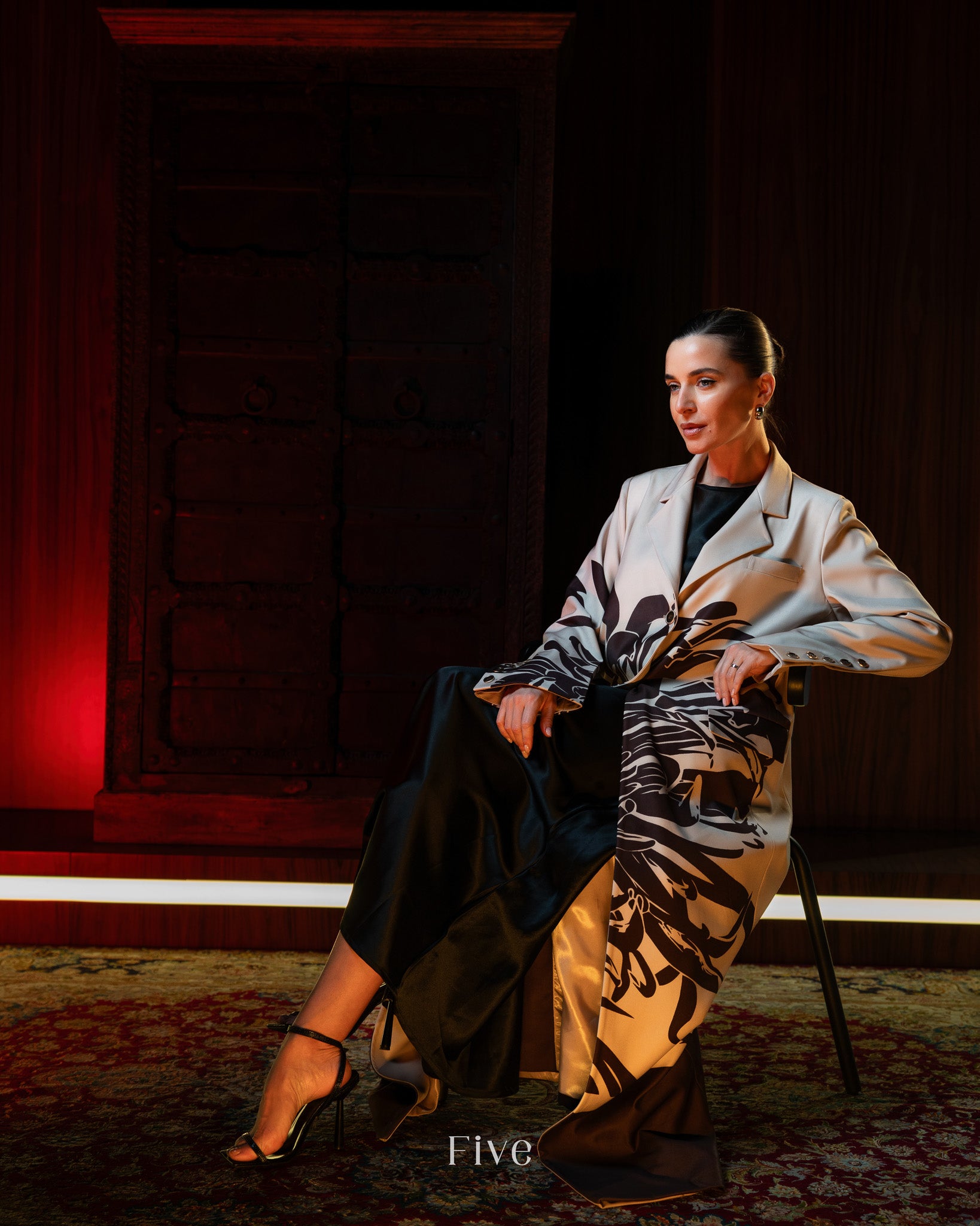 Maroon Printed Abaya