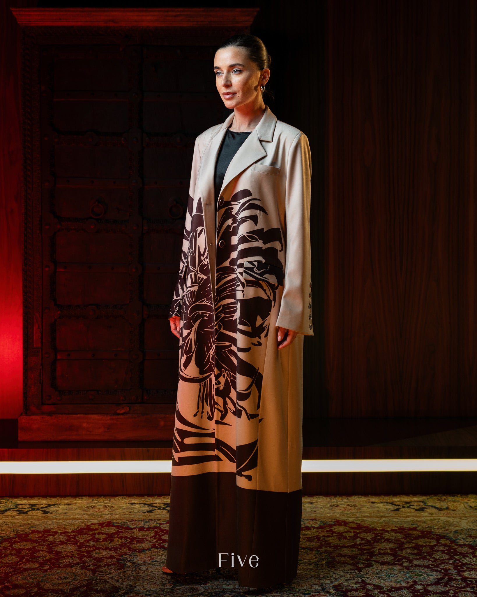 Maroon Printed Abaya