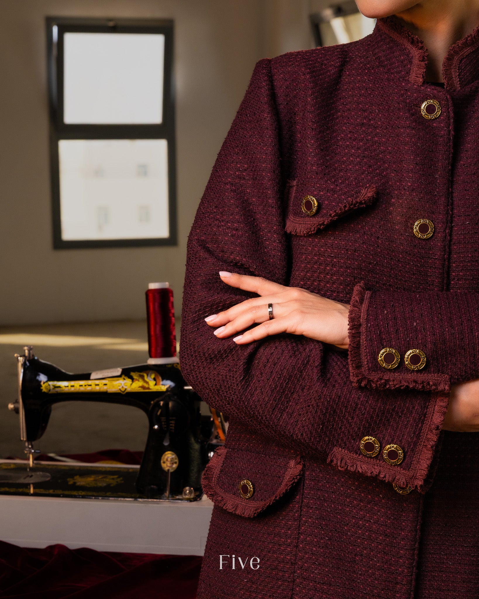 Burgundy Tweed Abaya