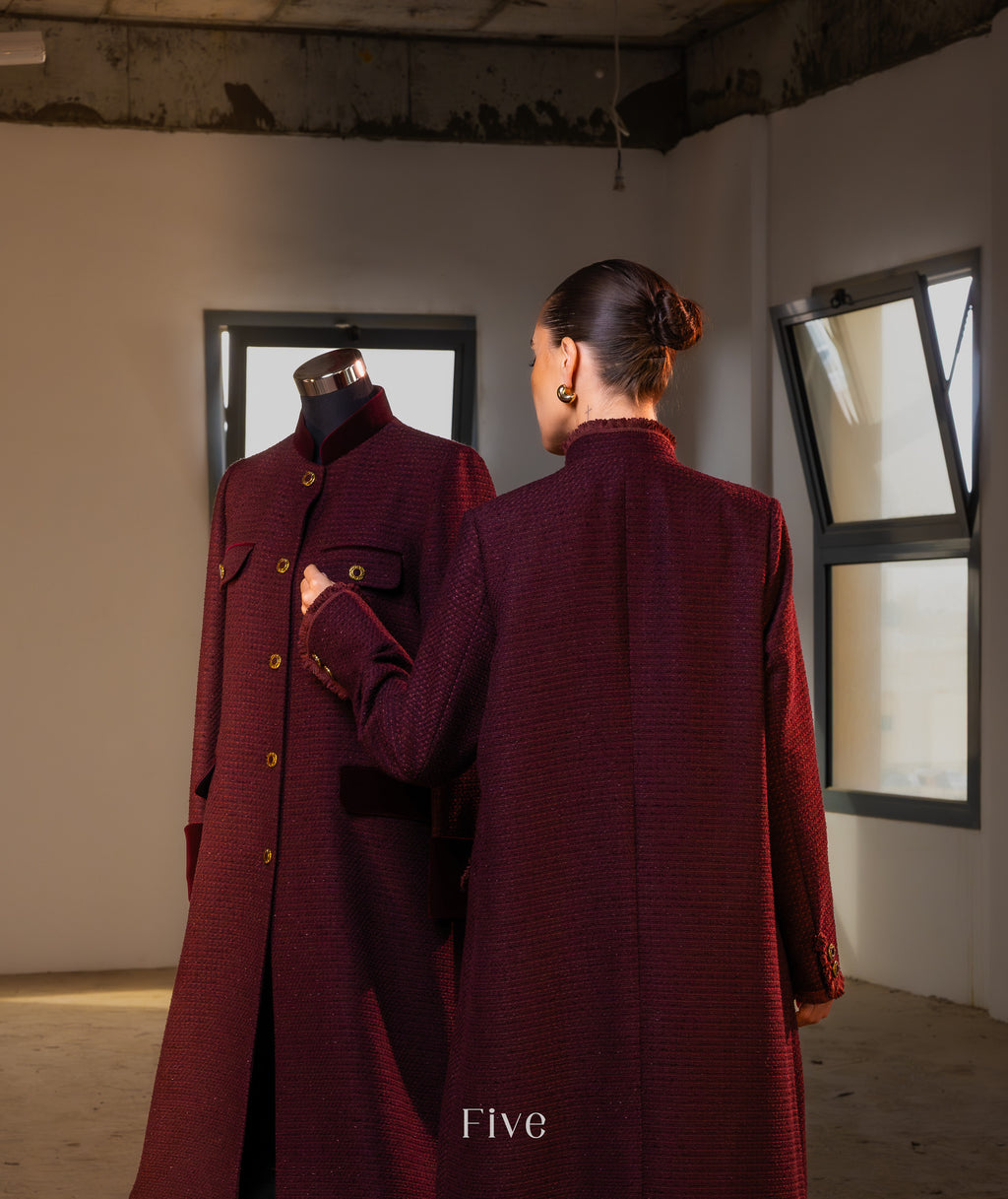 Burgundy Tweed Abaya