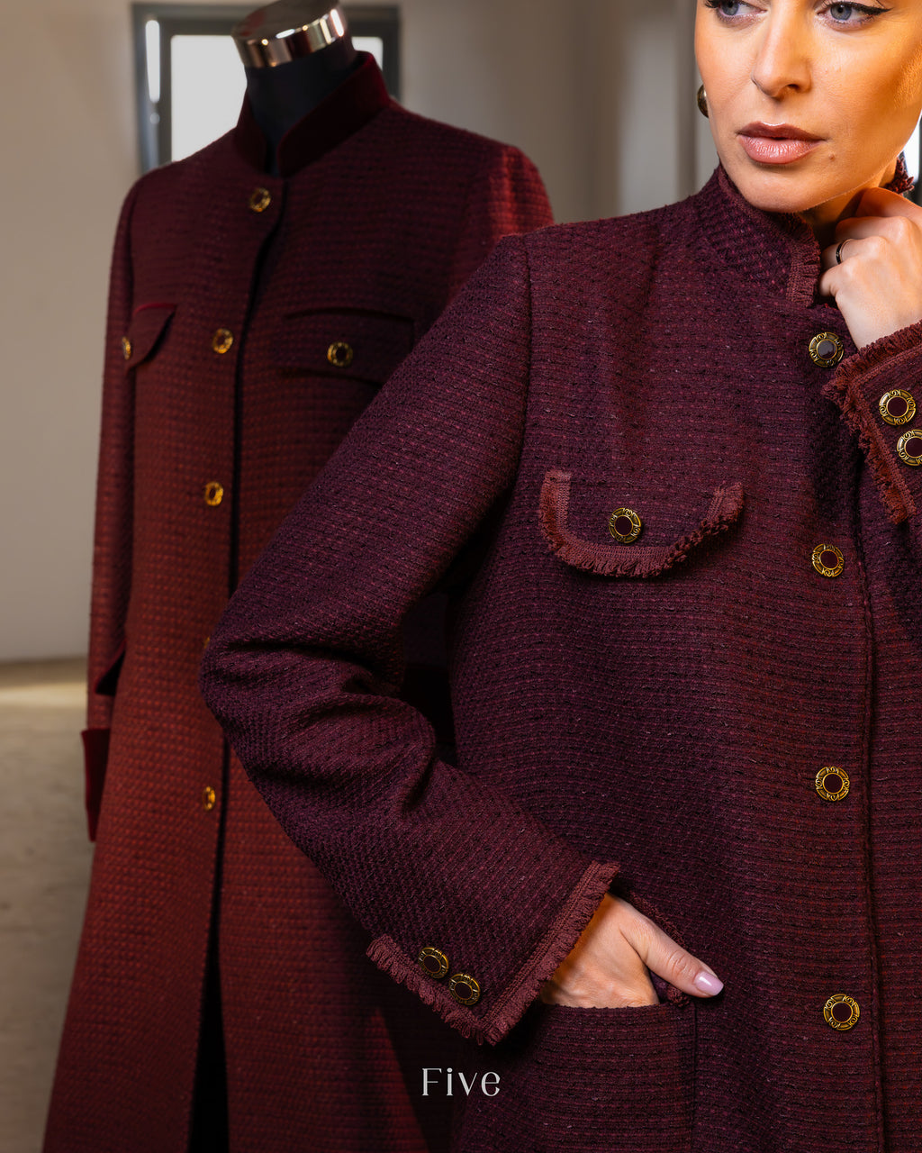 Burgundy Tweed Abaya