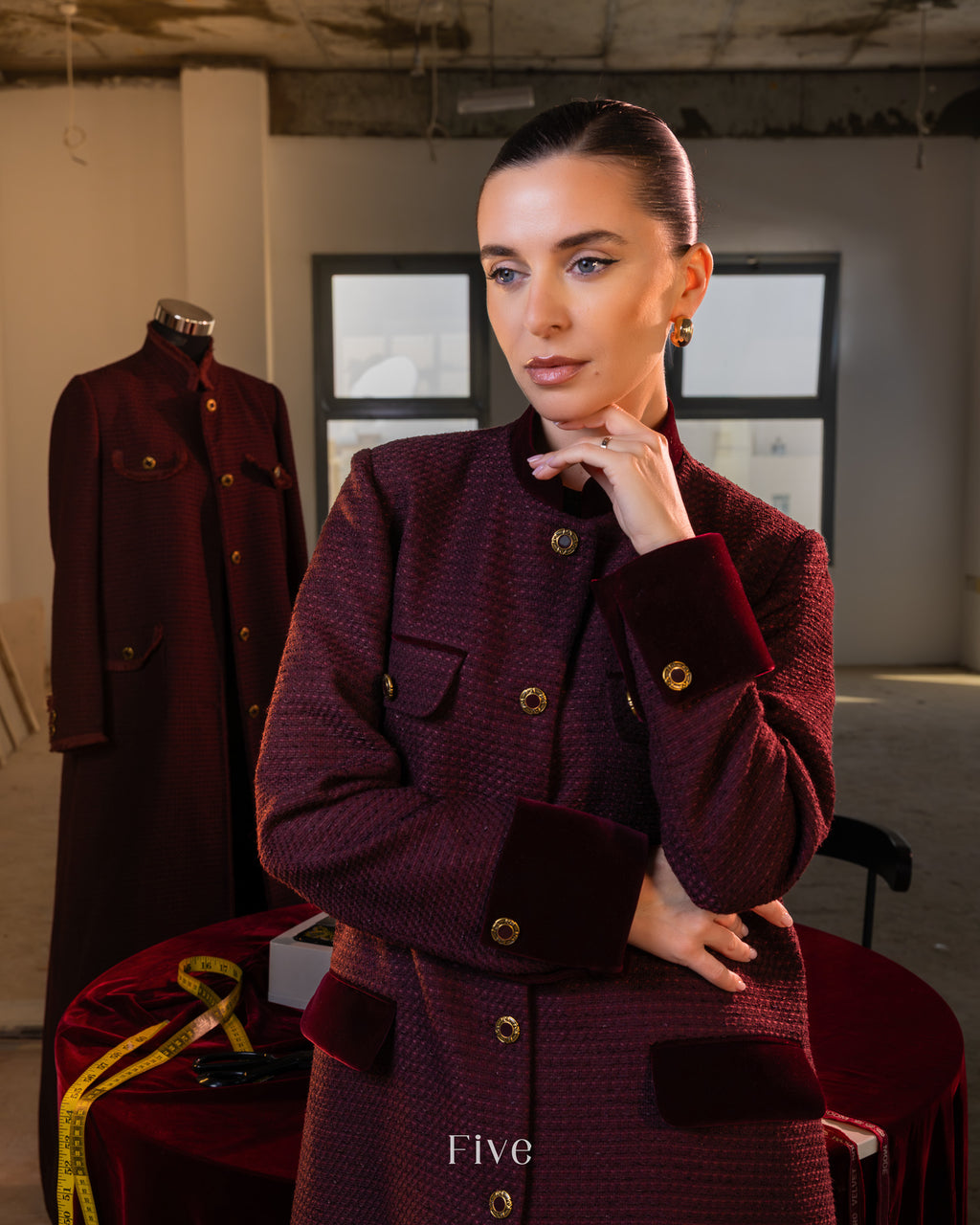 Burgundy Tweed Abaya