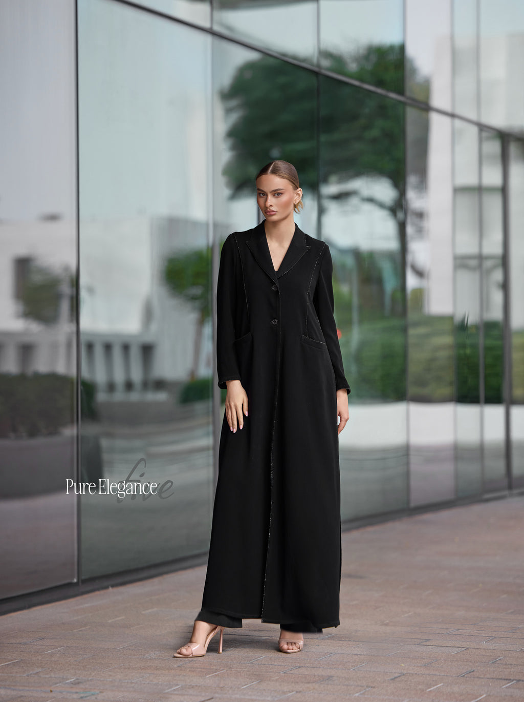 Black Japanese Crepe Abaya