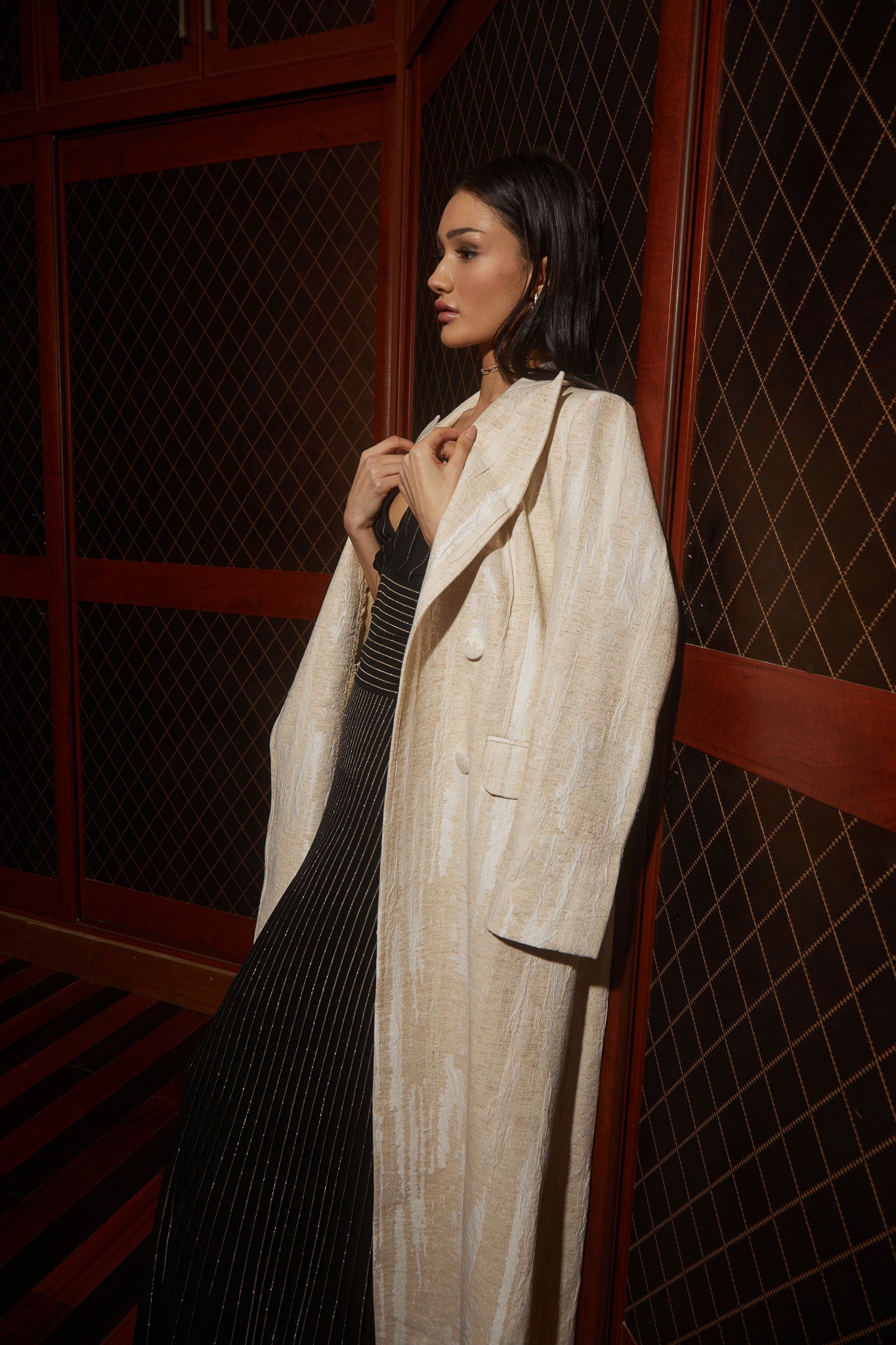 Off White Jacquard Abaya