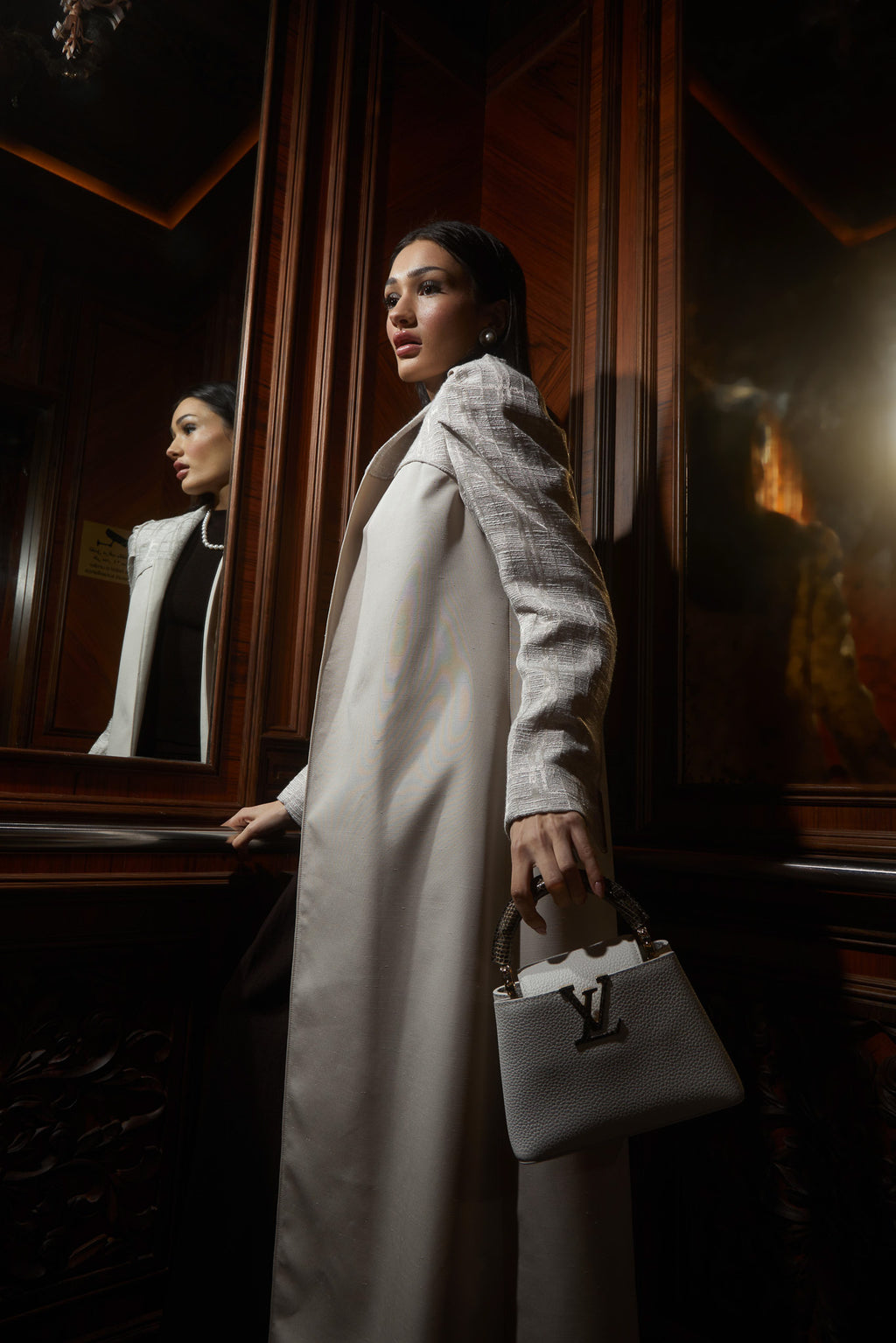 Off White Jacquard Abaya