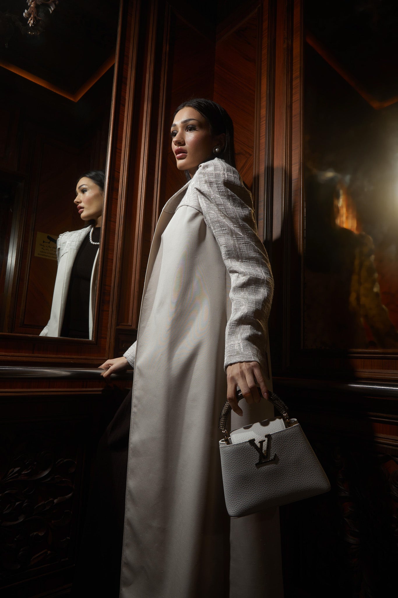 Off White Jacquard Abaya