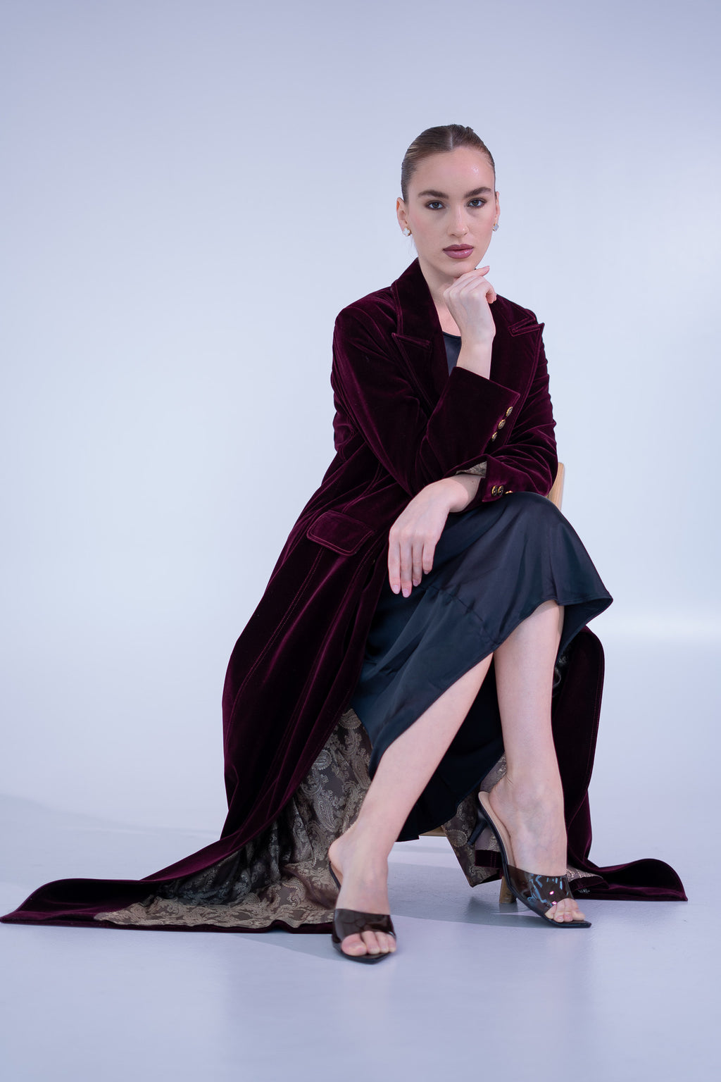 Maroon Velvet Abaya
