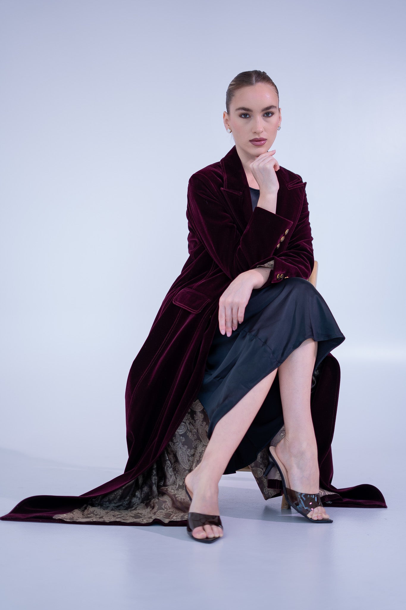Maroon Velvet Abaya