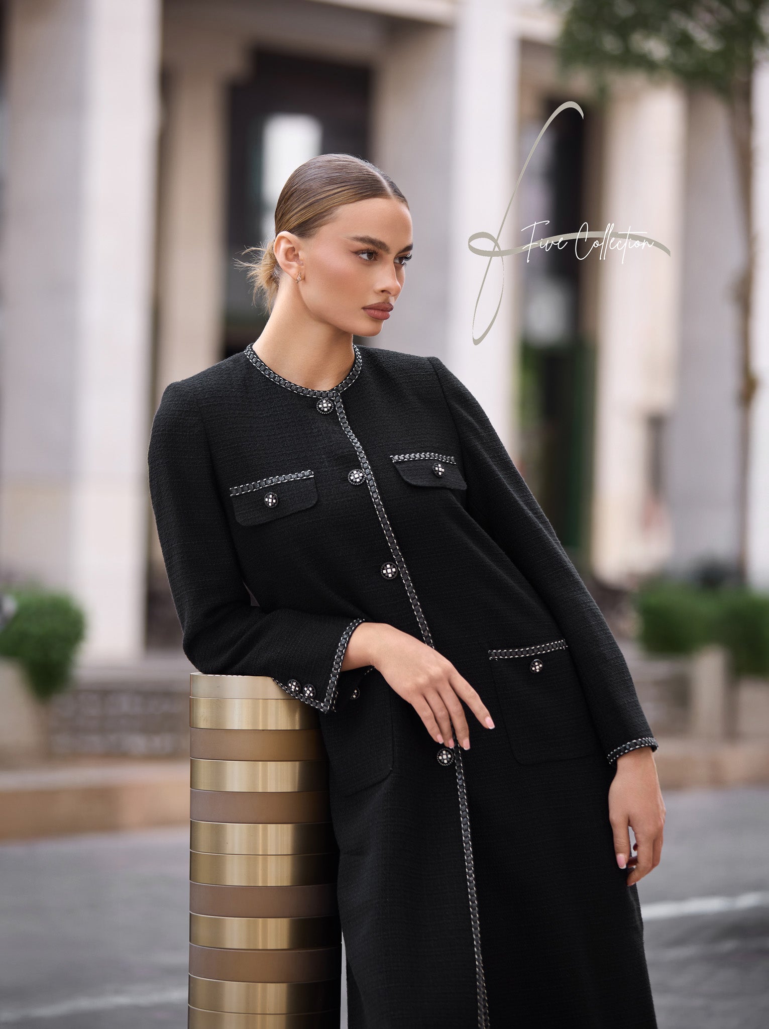 Clean Black Tweed Abaya